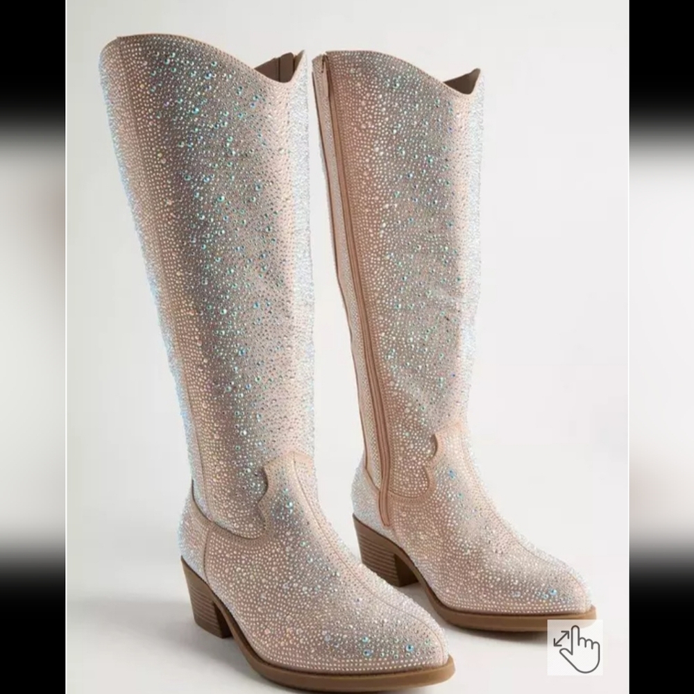 Torrid Elegant Crystal-Embellished Knee-High Boots